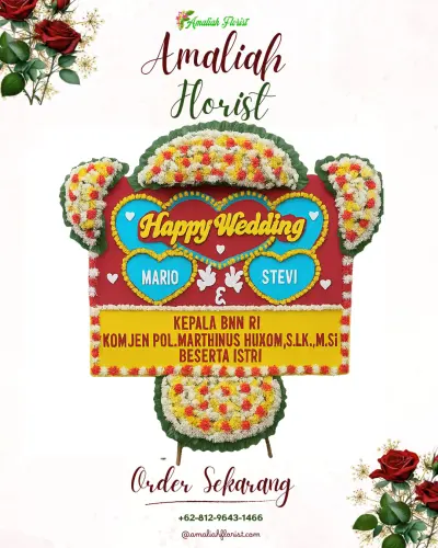 Karangan Papan Bunga Pernikahan di Sukalaksana